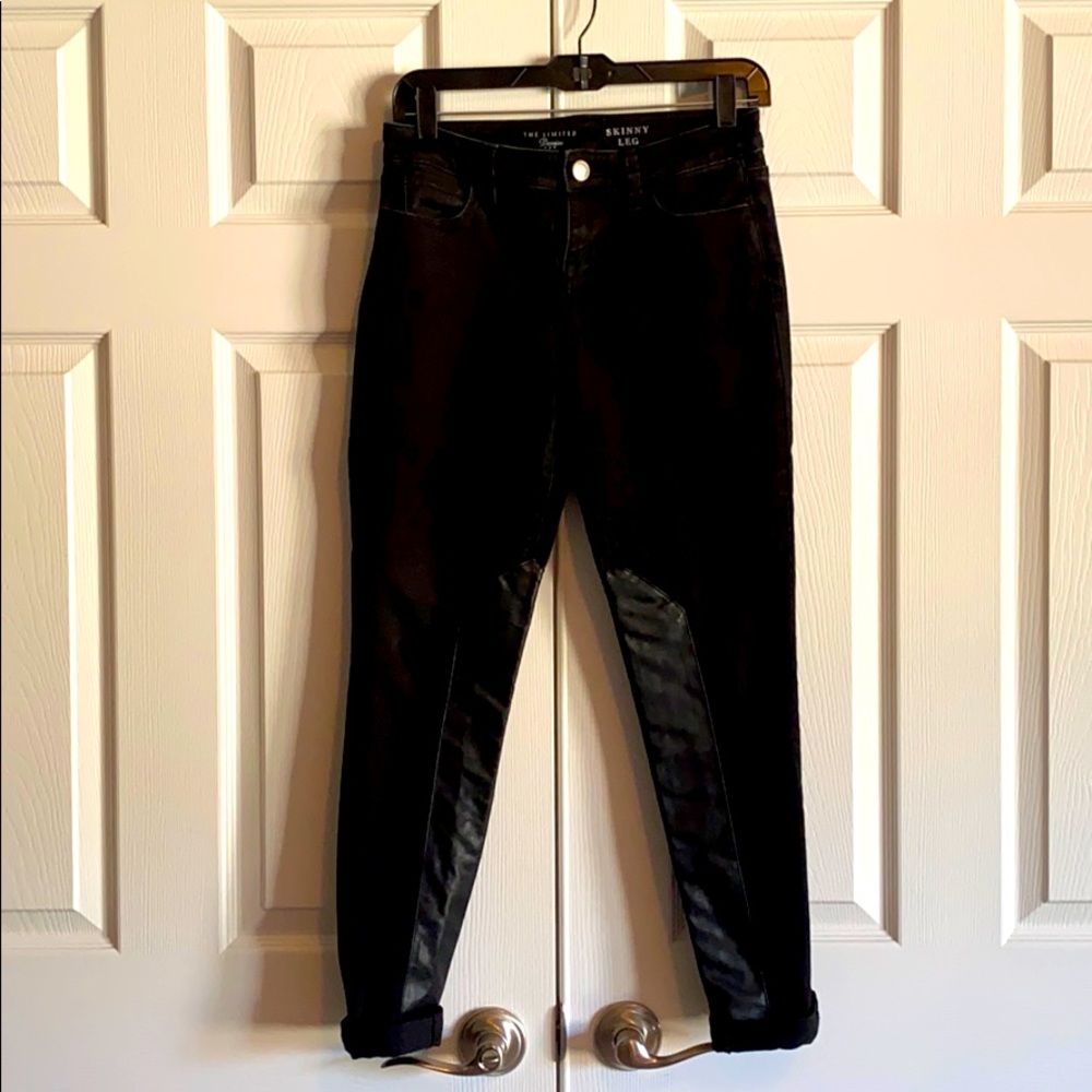 Size 2 Black Limited Skinny Jeans-leather on legs!